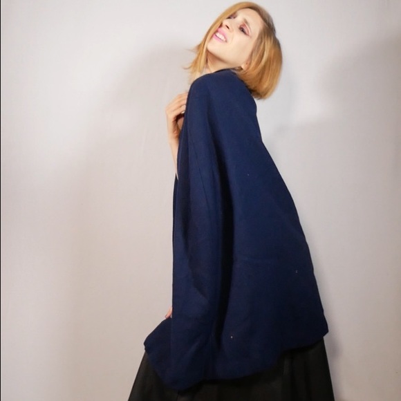 Dark Blue Cosplay Cape Orange Sparkley Lining - Picture 8 of 9